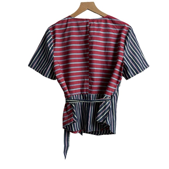 BCBGeneration Red & Blue Mixed Print Wrap Top Size Large New with Tag - Picture 11 of 11